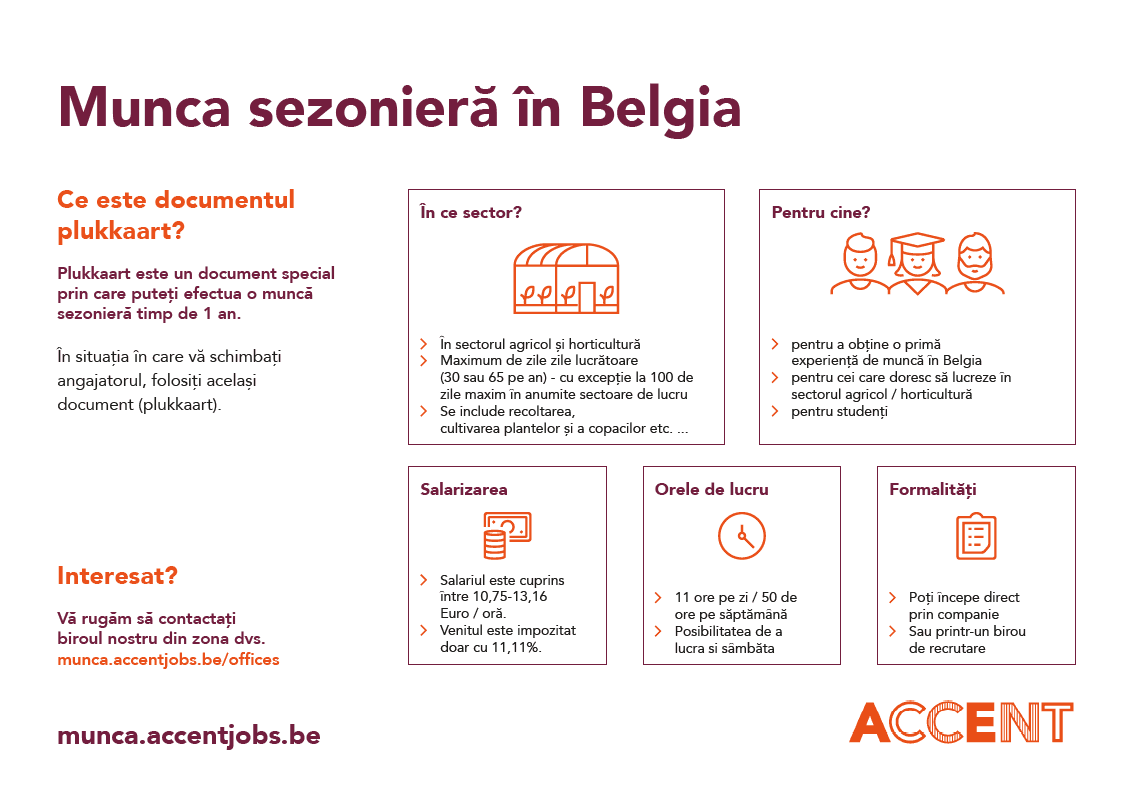 Muncă sezonieră în Belgia